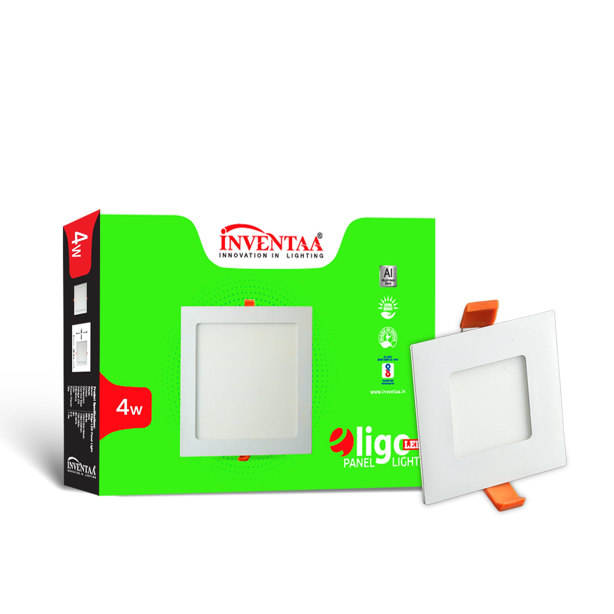 Eligo square 4w led panel light with its box enclosure #watts_4w
