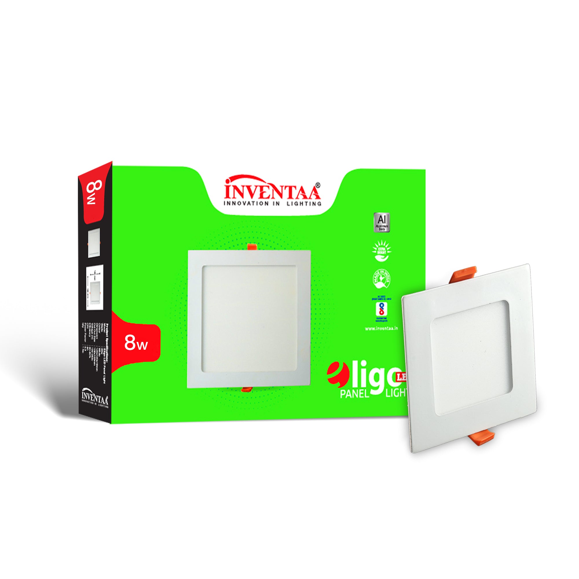Eligo square 8W led panel light with its box enclosure #watts_8w