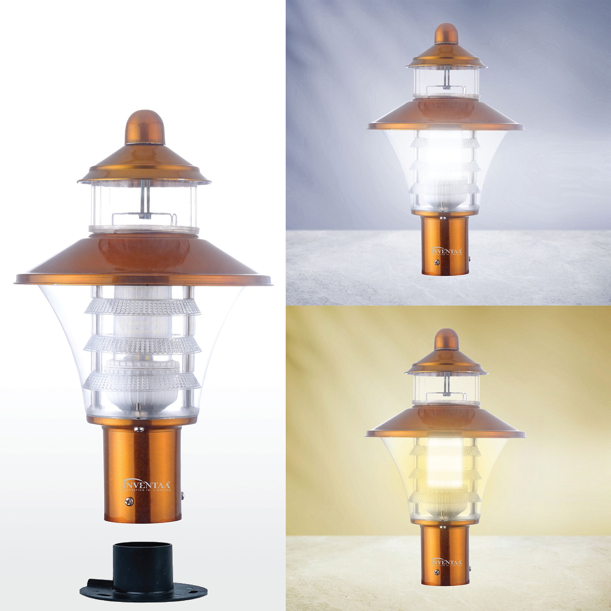 Viva LH Gold Cool Warm Comparison | Best LED Gate Light Model Online at affordable price Online #color_Gold Trio Luv Clear