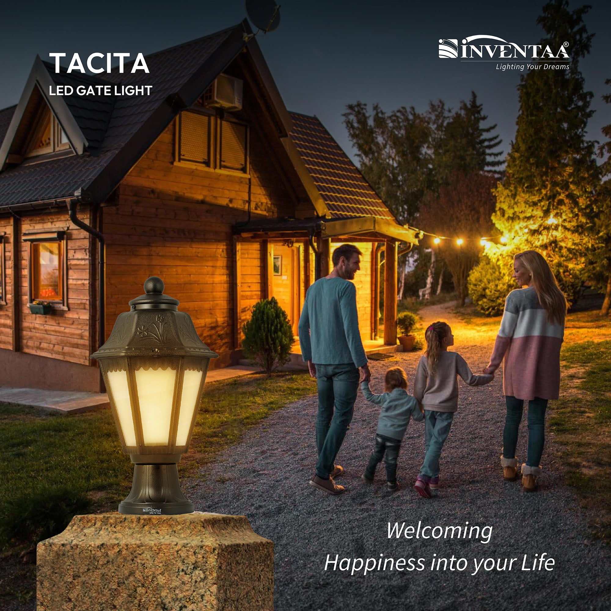 Family Walking In Tacita LED Gate Light Warm White Glow #bulb options_warm