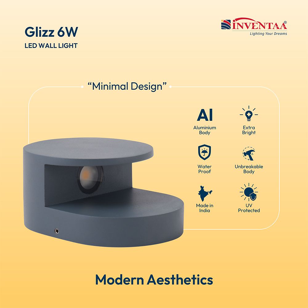 Glizz 6W LED Outdoor Wall Light For Home Elevation