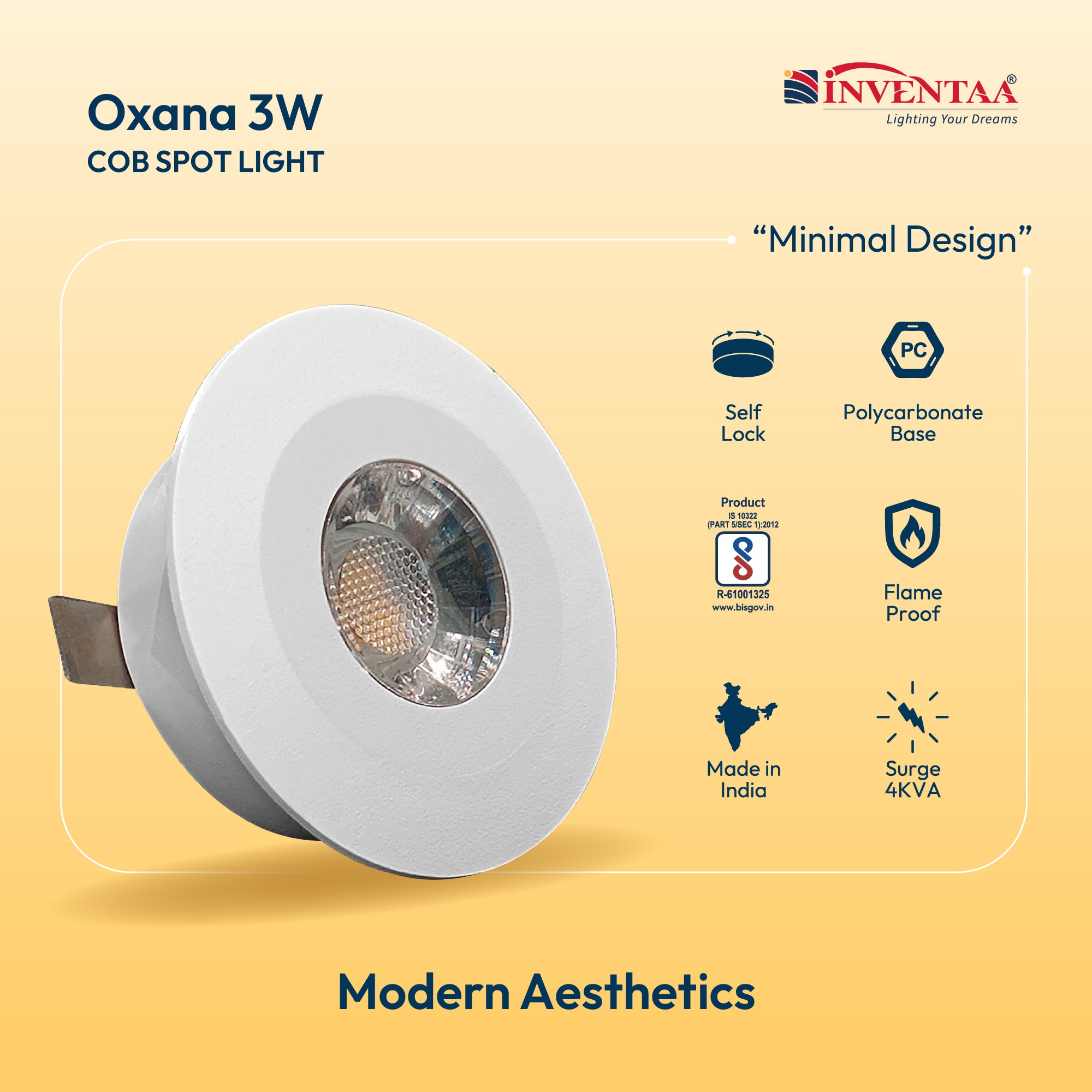 Oxana 3W LED COB Spotlight For Interior Lighting