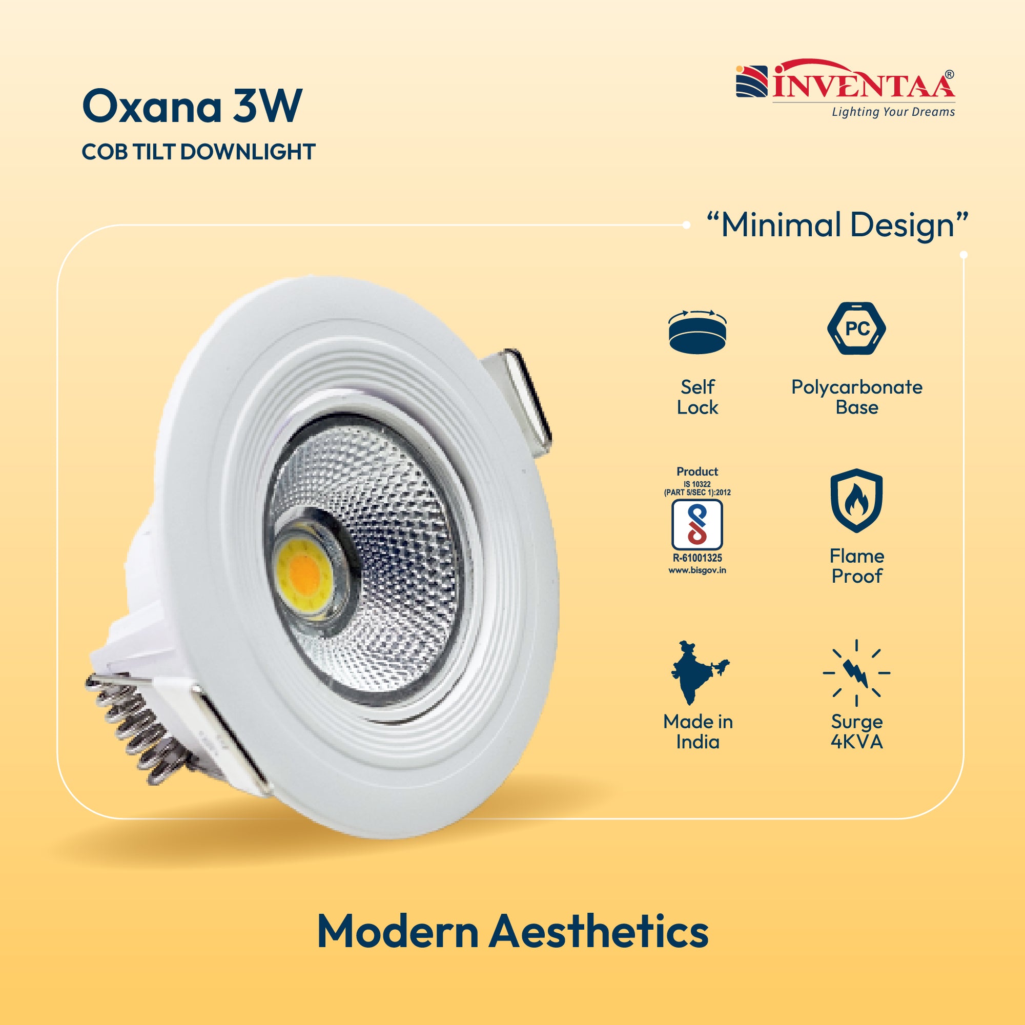 Oxana 3W LED COB Downlight Tilt For Interior Lighting