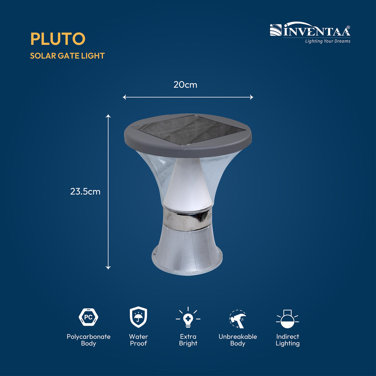 Pluto Solar Gate Light - Premium LED Solar Gate Lamps for Outdoor Pillars