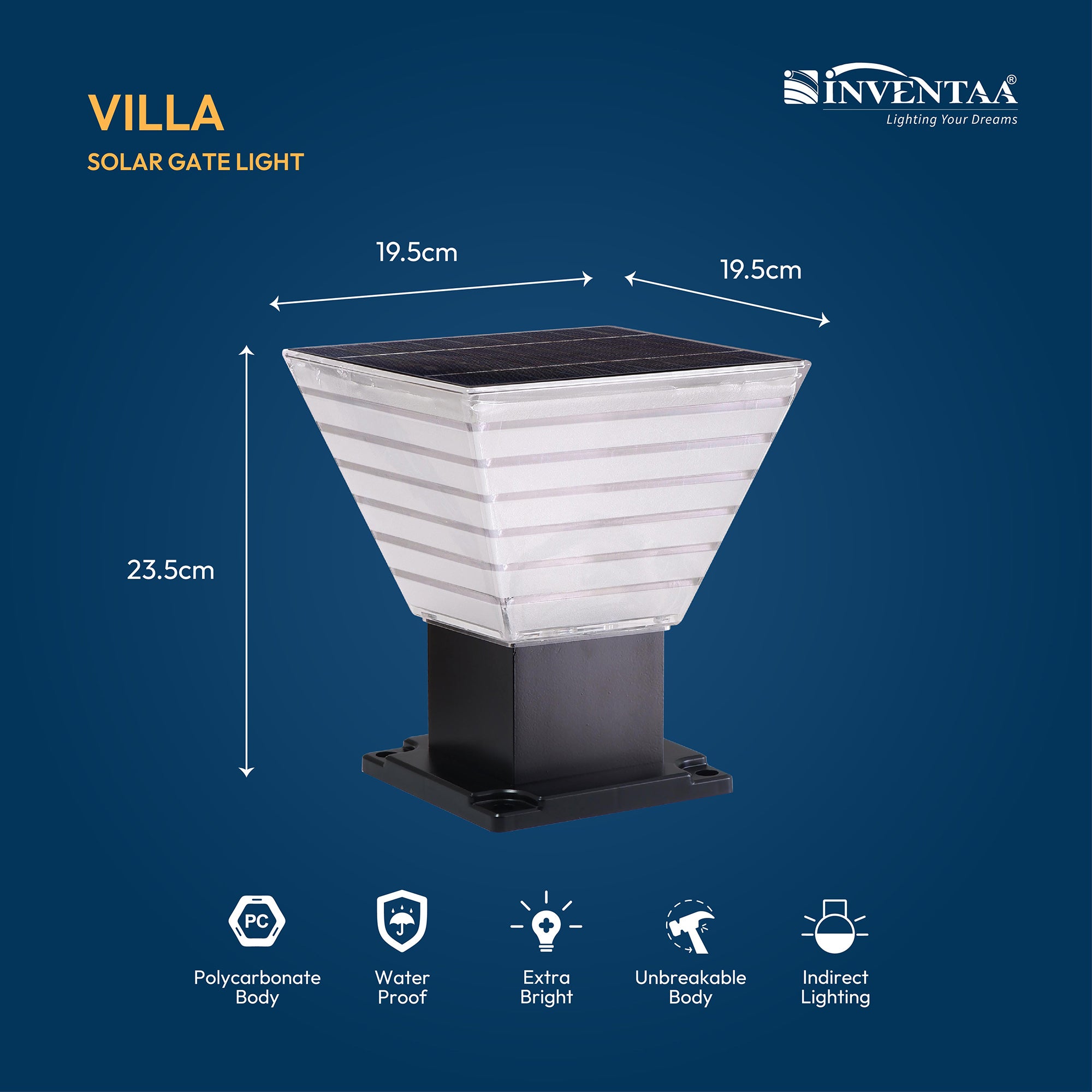 Villa LED Solar Gate Light With 1 Yr Replacement Warranty