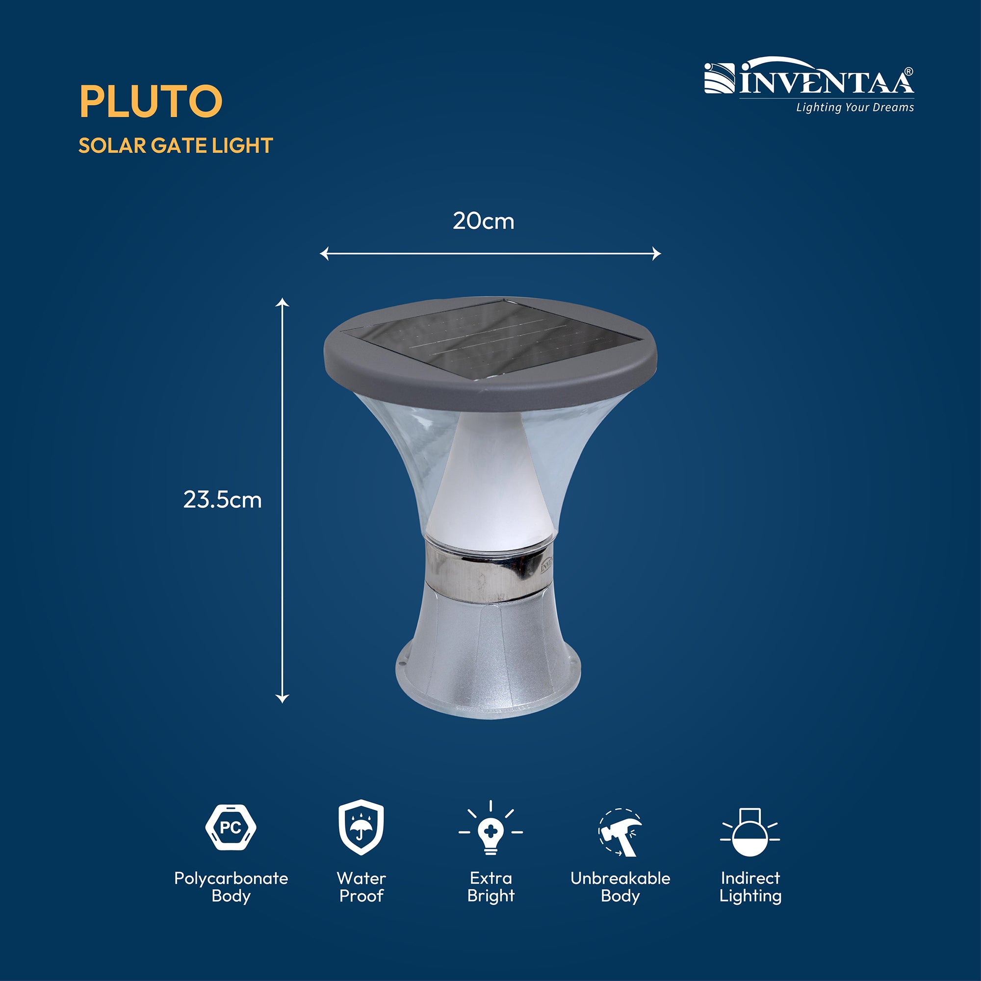 Pluto Solar Gate Light - Premium LED Solar Gate Lamps for Outdoor Pillars