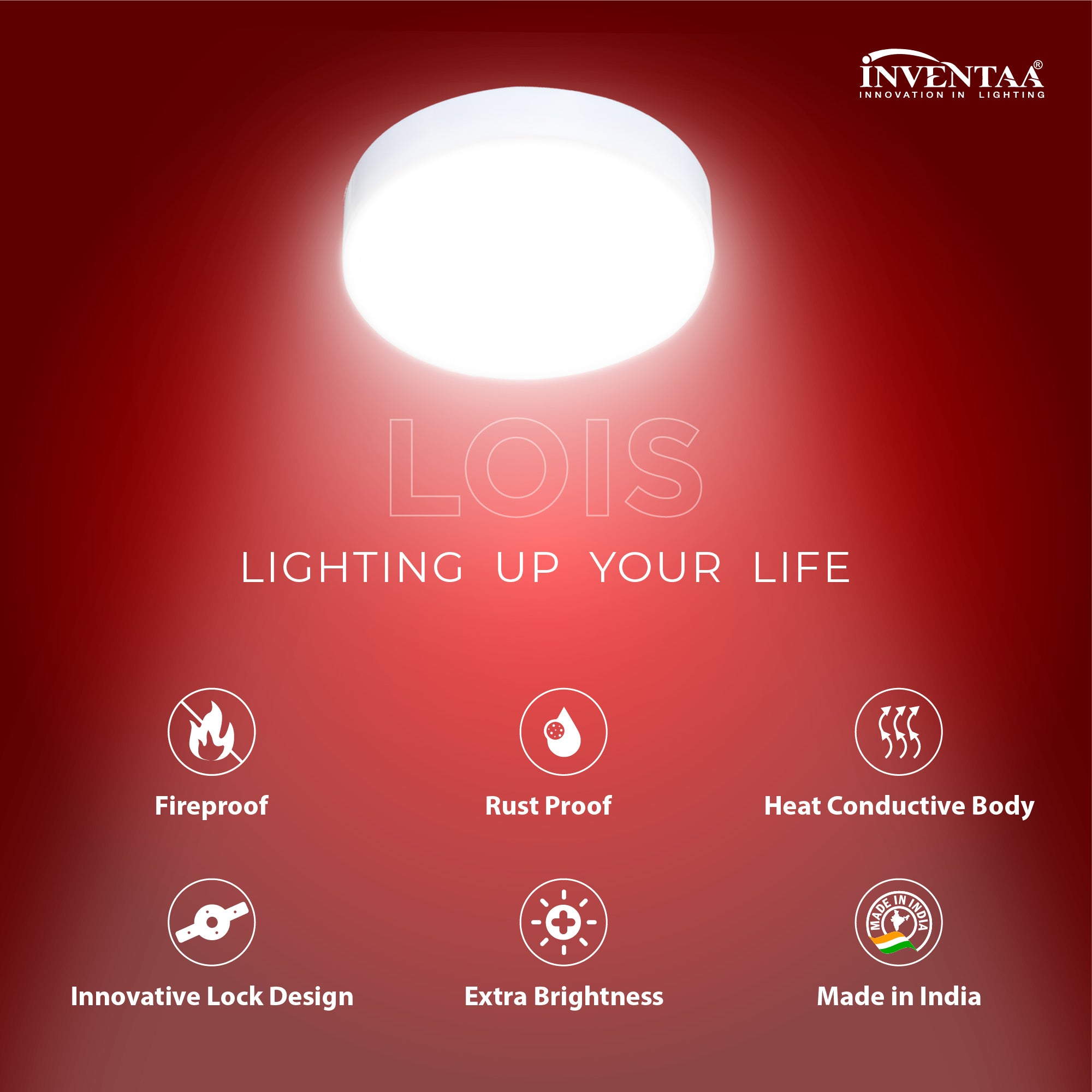 Features Of Lois Round 8W LED Surface Light #watts_8w