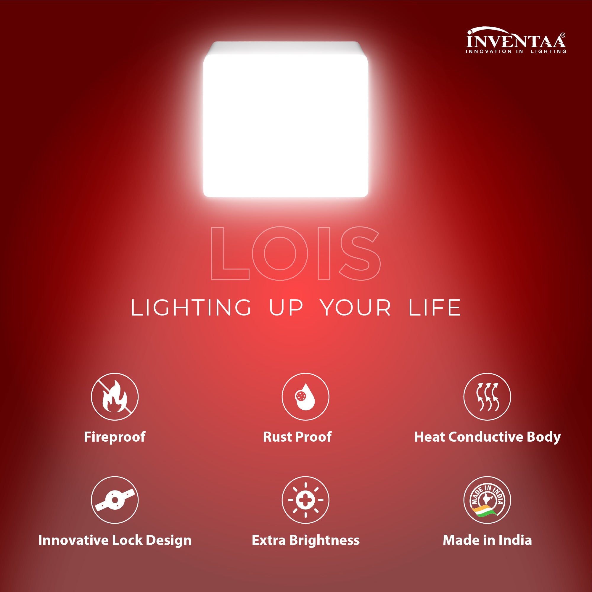 Features Of  Lois Square 8W LED Surface Light   #watts_8w