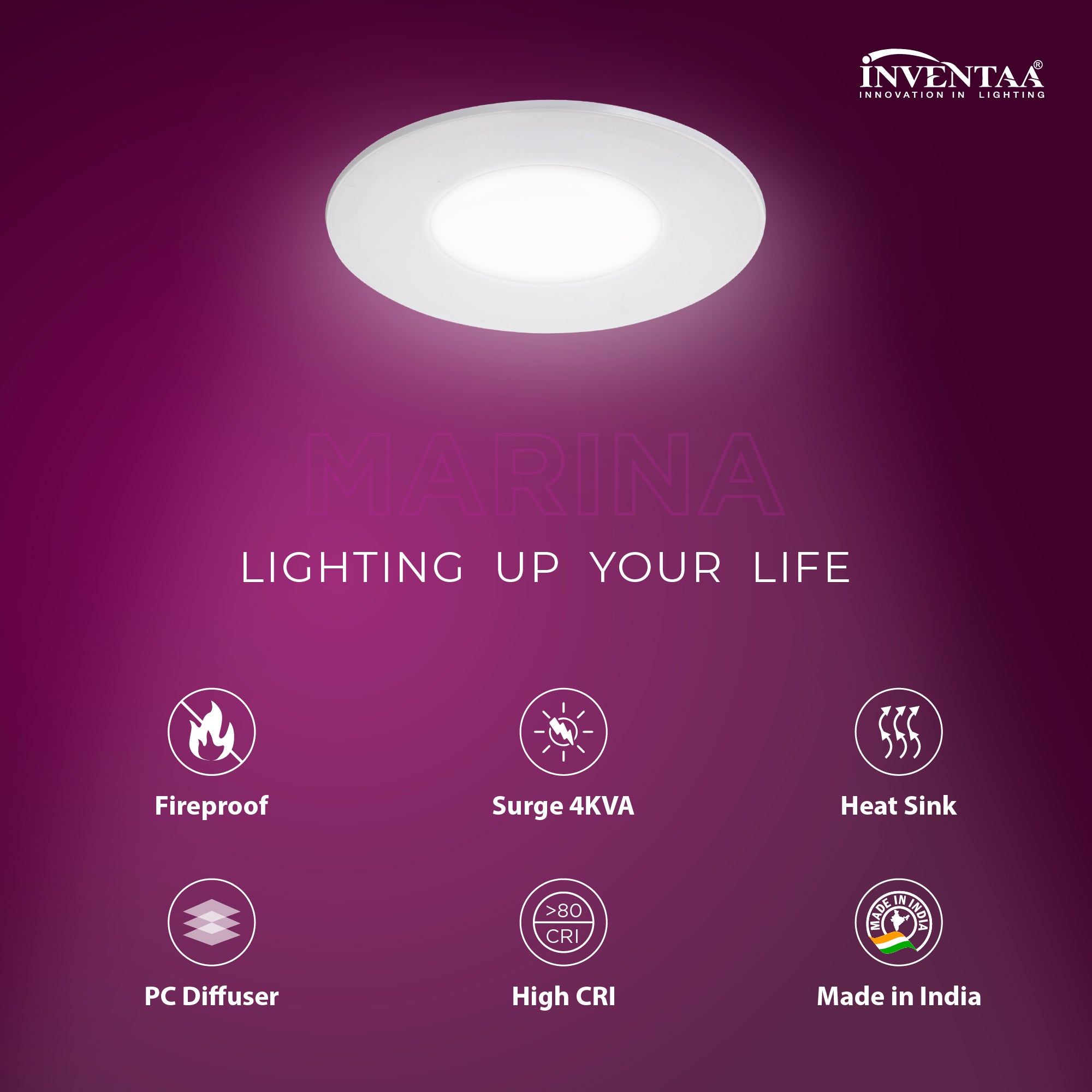 Features Of Marina 8W LED Junction Light #Suitable For_3 inch Deep Junction Box