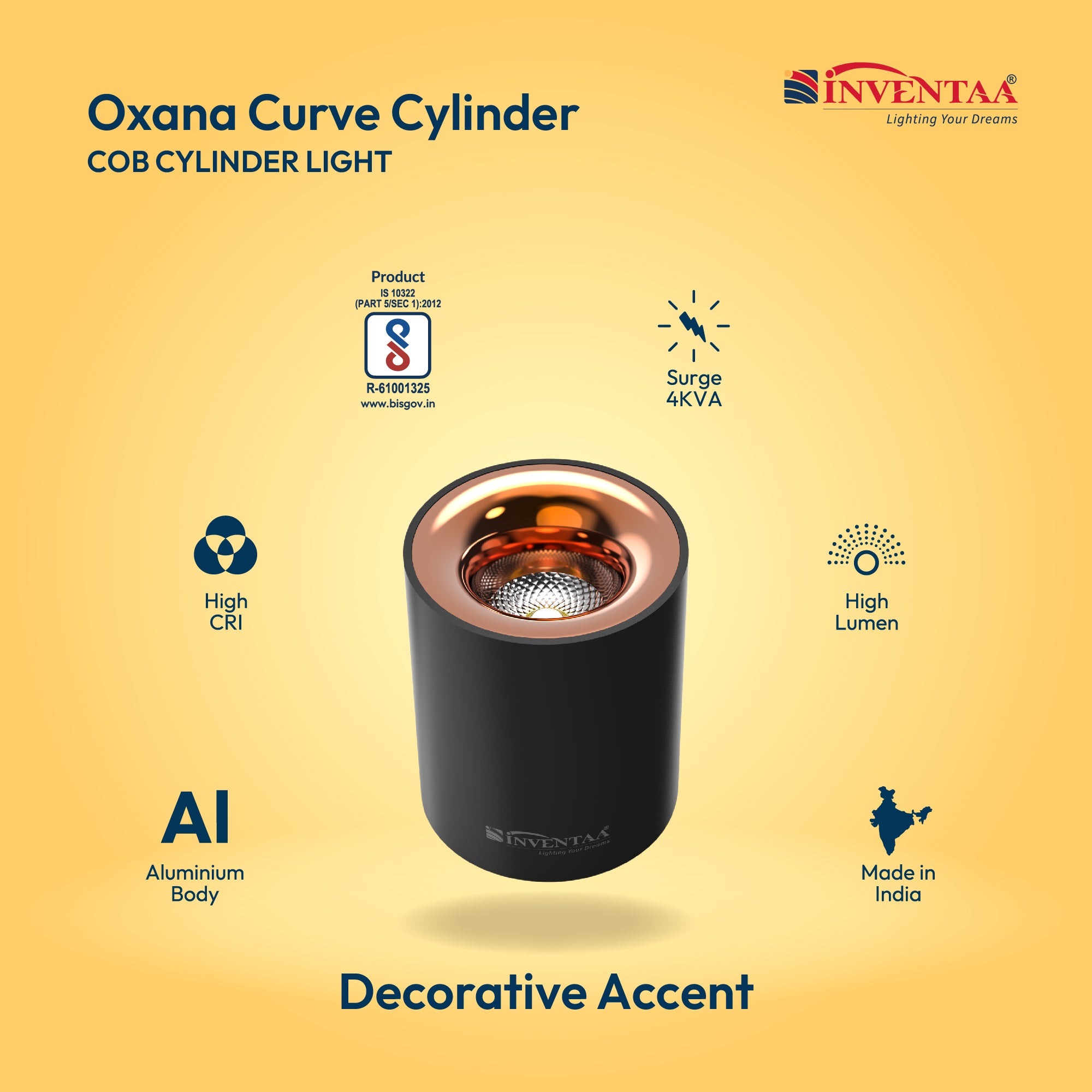 Features Of Oxana Curve COB Cylinder Light Black Rose Gold 12W #watts_12w