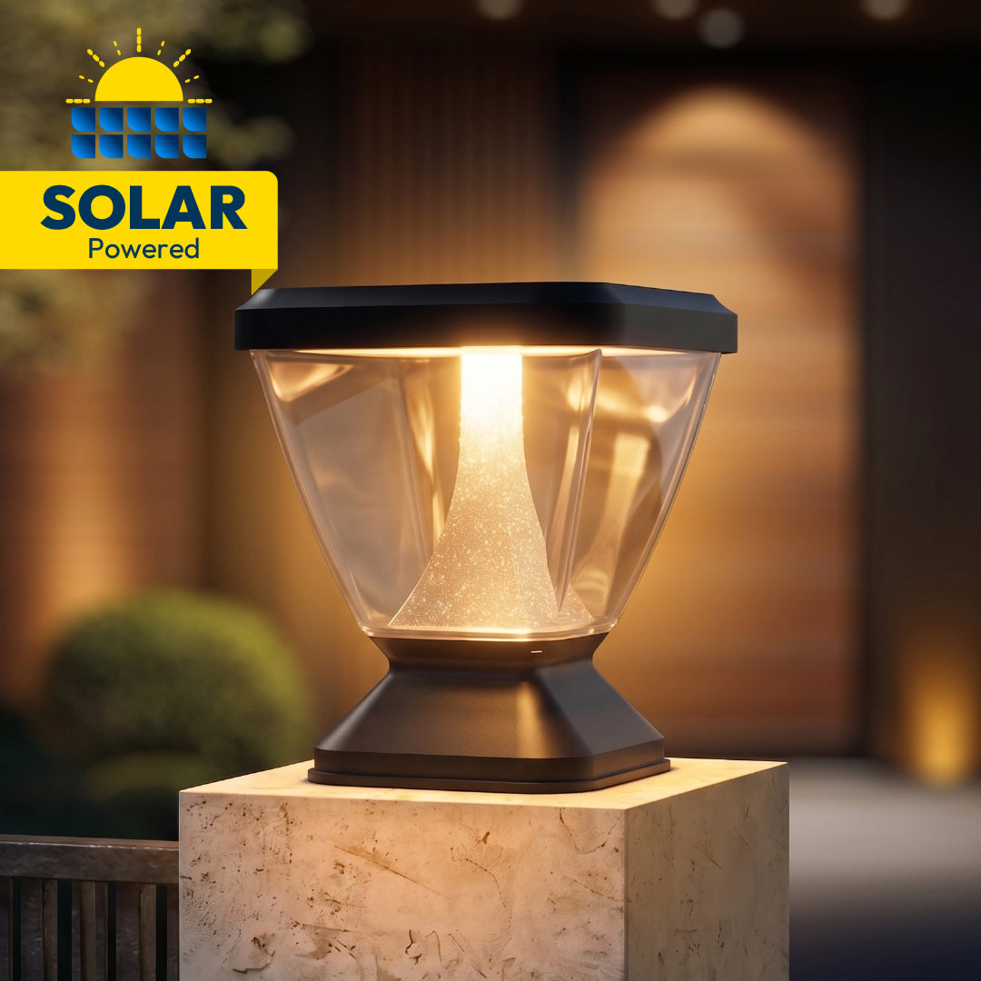 Zenia Solar 12W Outdoor Gate Pillar Light ? 3-in-1 LED (Cool, Warm & Neutral) | Waterproof Post Top Wall Mount Light for Home Gate, Compound & Boundary Wall