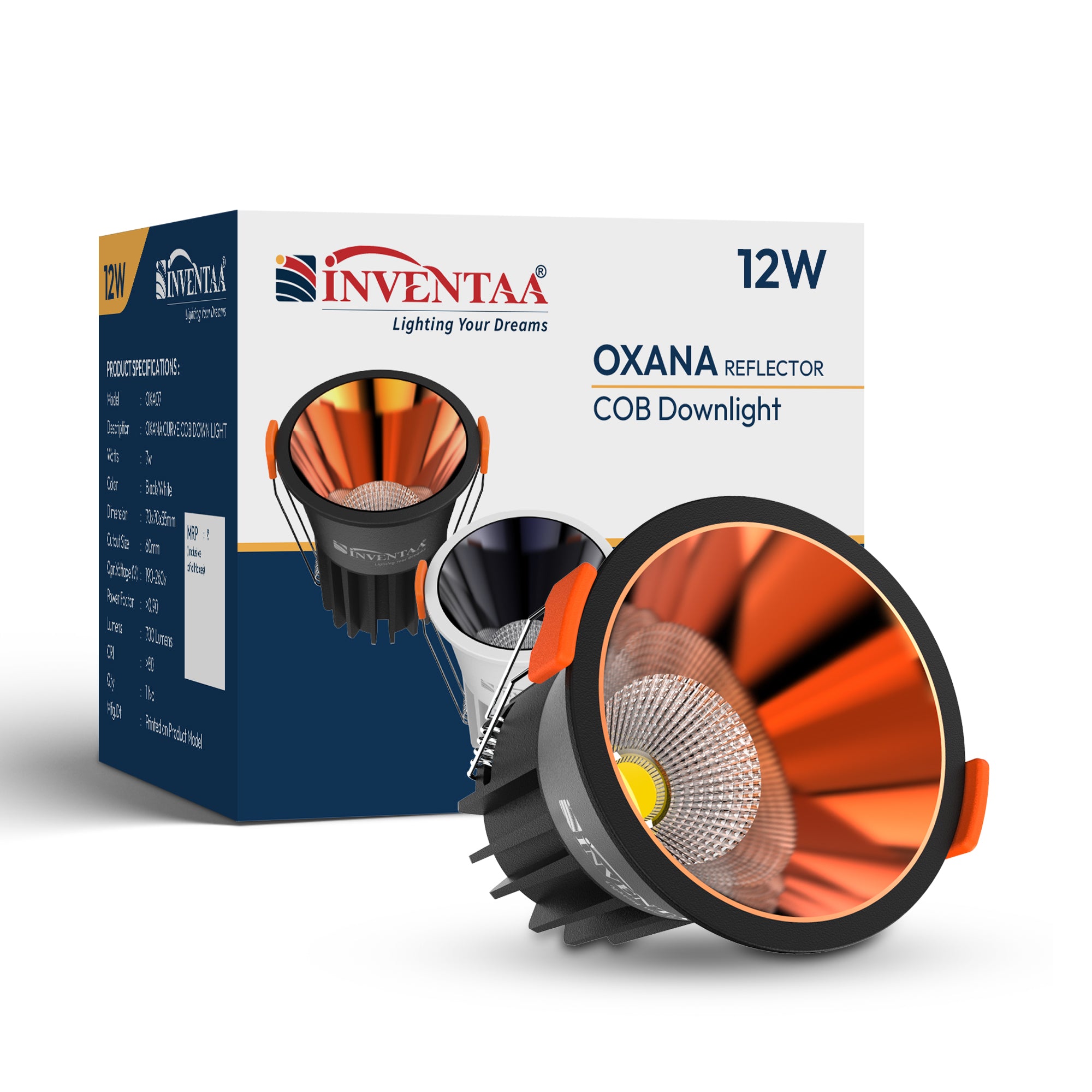 Oxana Reflector COB Down Light 12W  Black Rose Gold With Box Enclosure #watts_12w