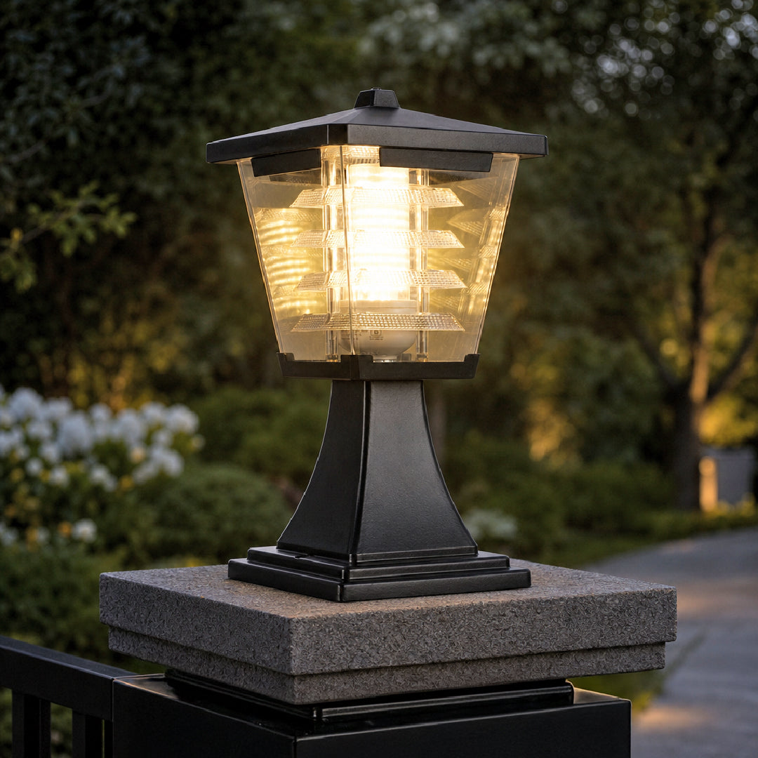 Mini Glasis 12W Fancy Outdoor Gate Light  3-in-1 LED (Cool-Warm-Neutral) | Waterproof Decorative Gate Pillar Lamp for Home Compound Wall | Inventaa