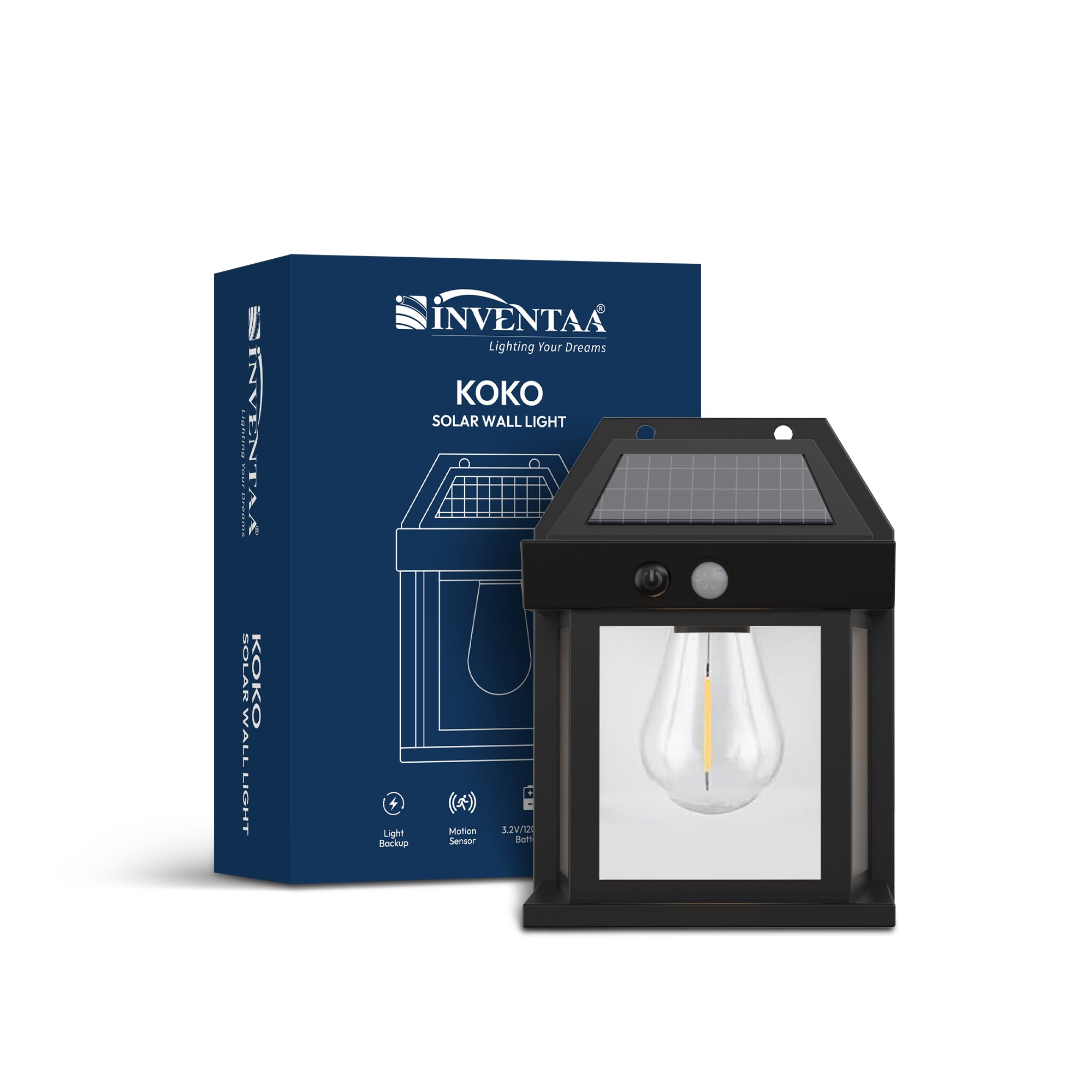 Inventaa Koko Automatic LED Solar Wall Light For For Balcony With 1 Year Free Replacement