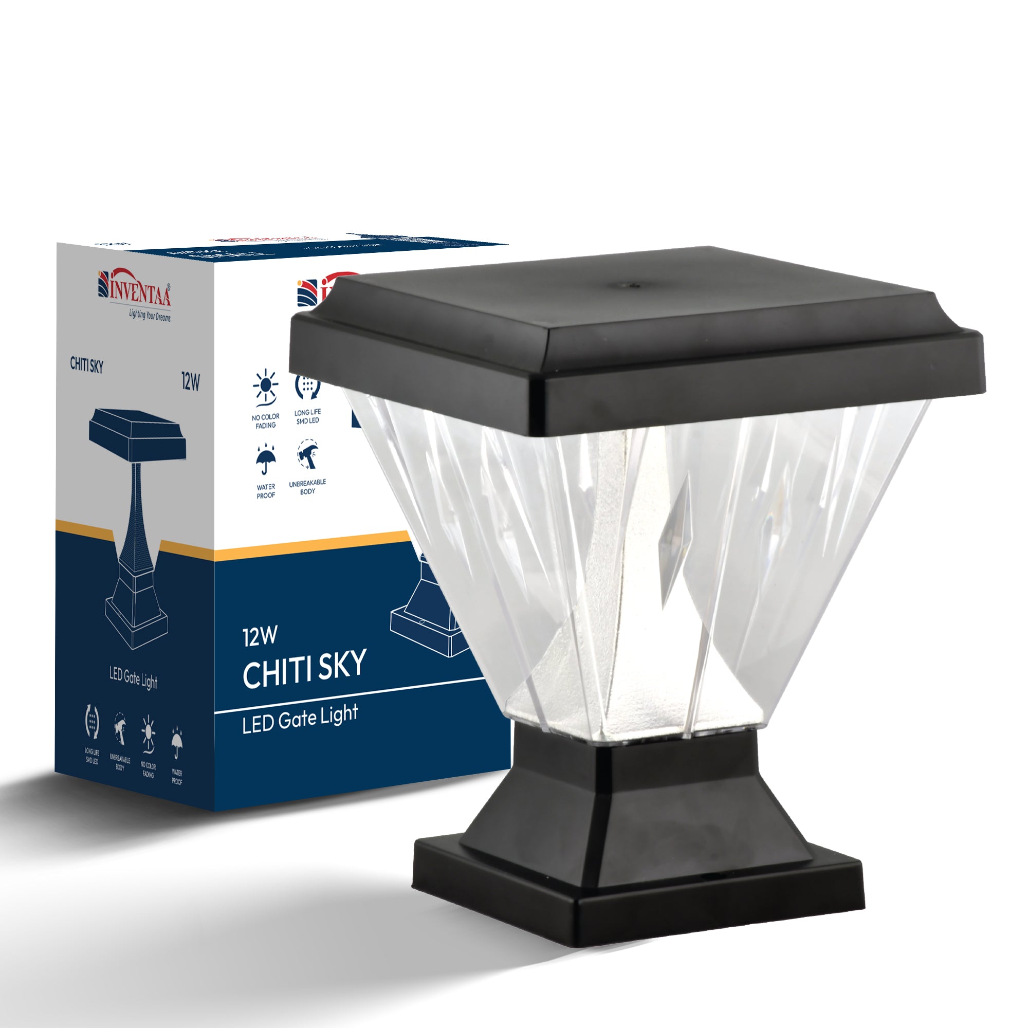 Chiti Sky Post Top - 12W Outdoor Gate Pillar Light