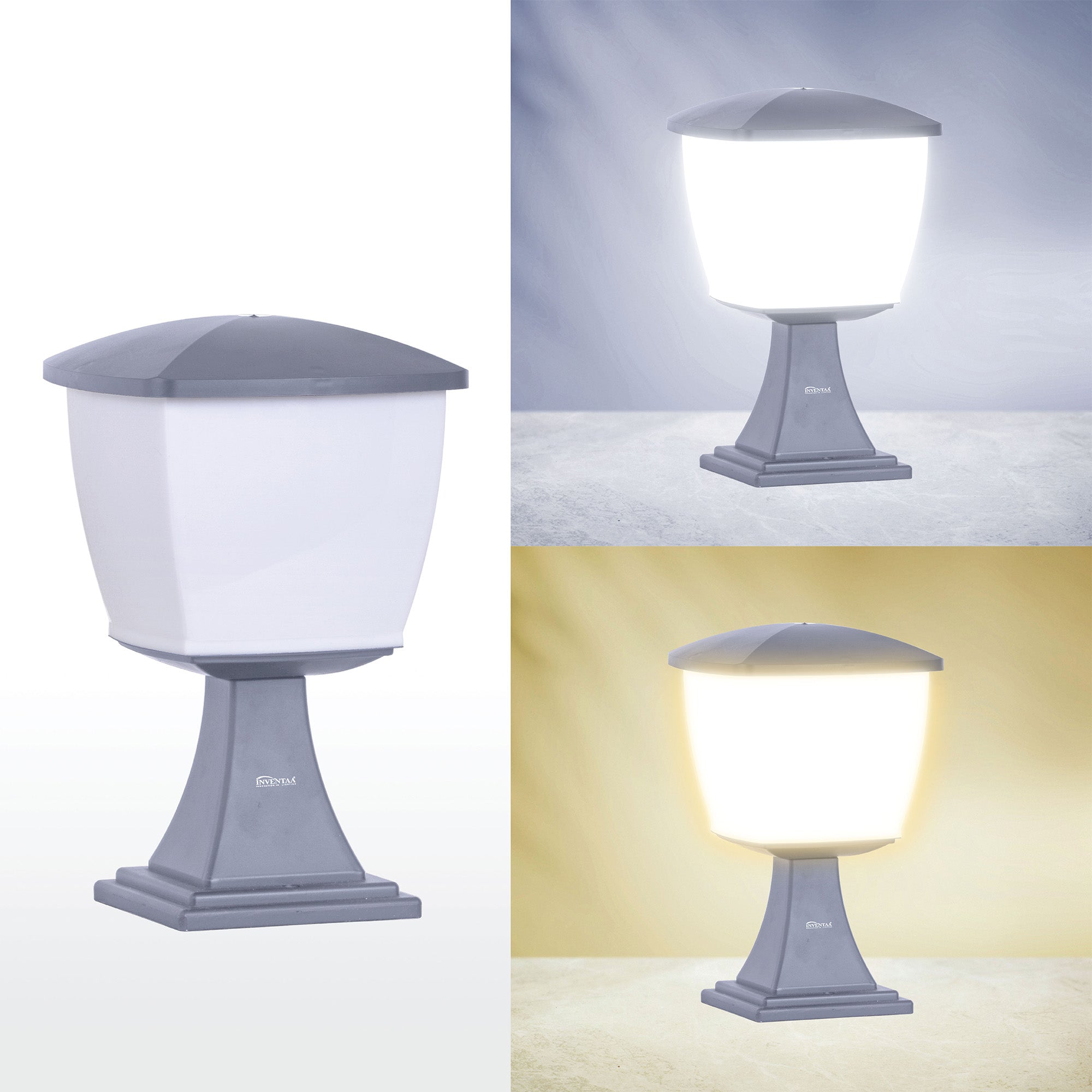 Glasis Grey White LED Gate Light Cool Warm Comparison #color_grey white