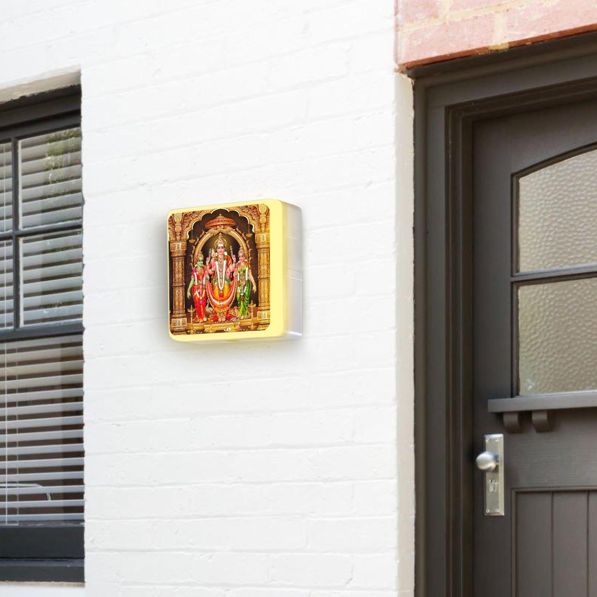 Lord Murugan Divine LED Wall Light Installed On House Front #select god_murugan