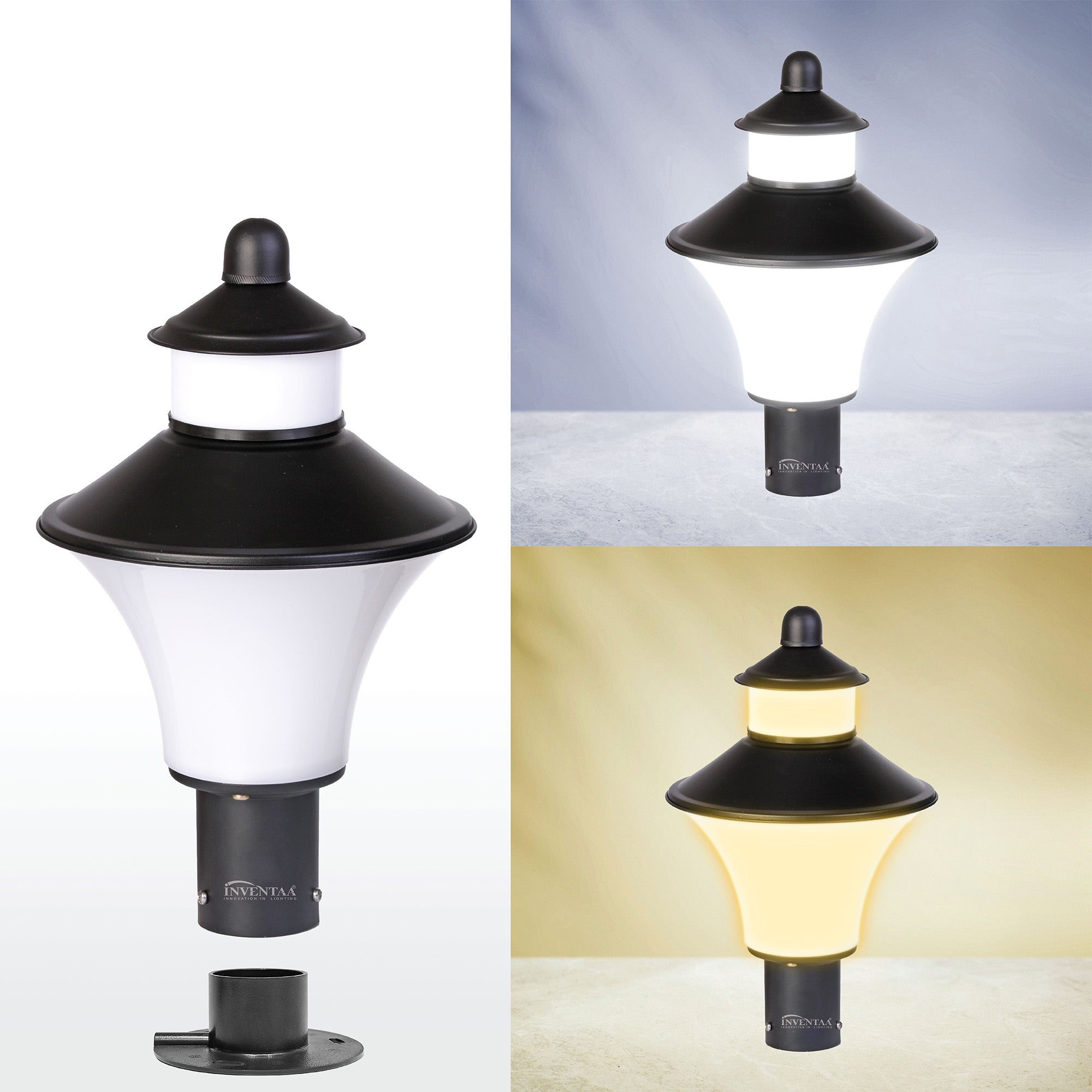 Optic Fabula LH Matt Black White Cool Warm Comparison | Best LED Gate Light Model Online at affordable price Online #color_matt black white