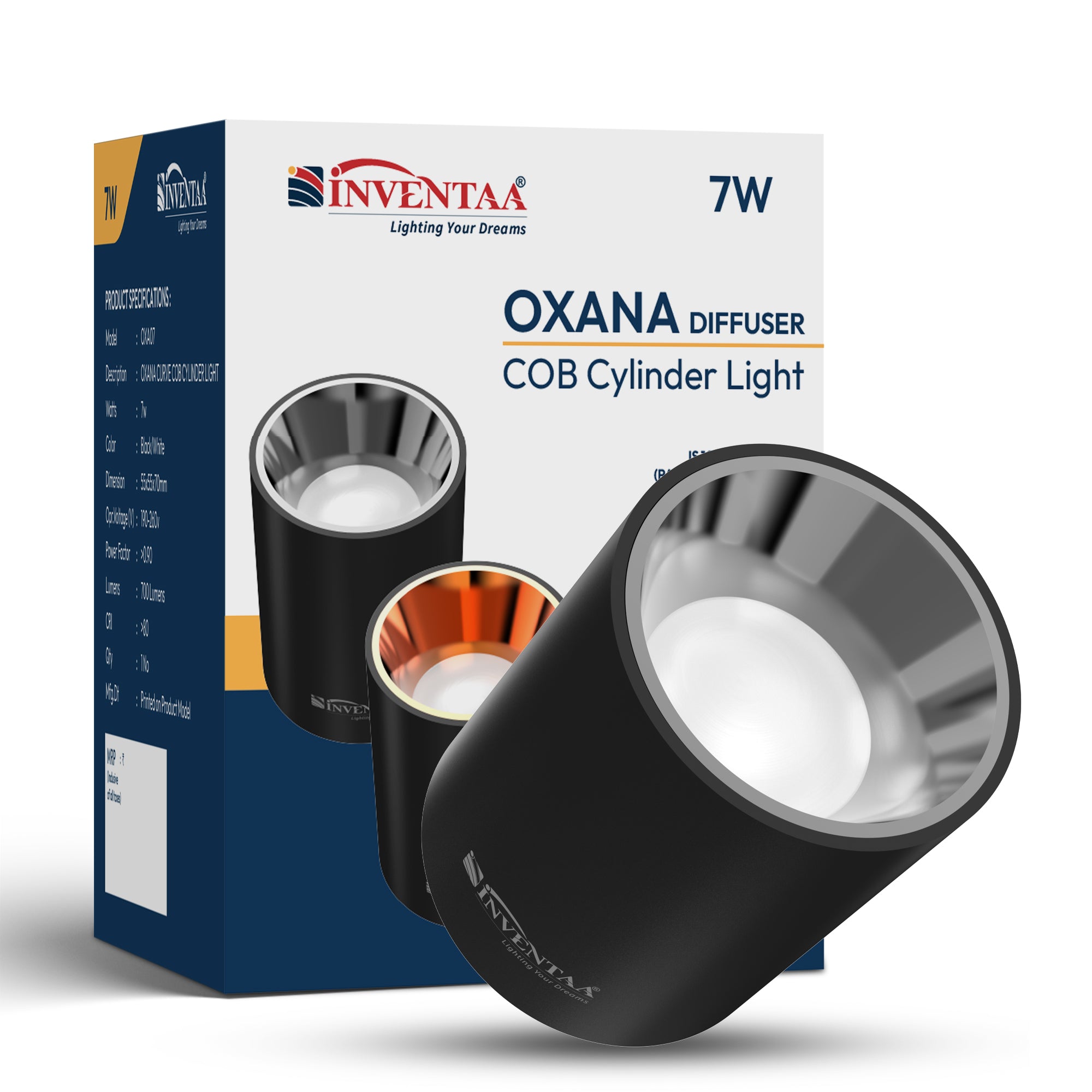 Oxana Diffuser COB Cylinder Light 7W Black Satin Black #watts_7w