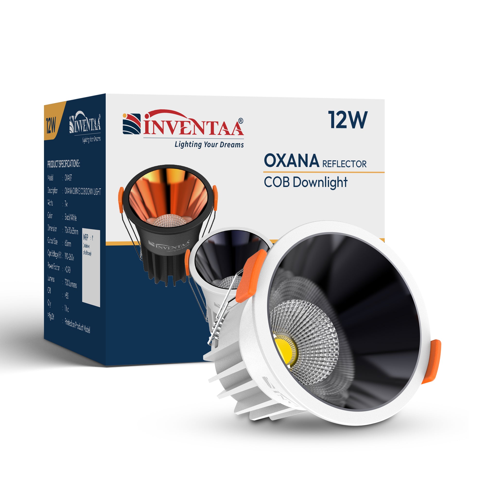 Oxana Reflector COB Down Light 12W  White Silver Satin With Box Enclosure #watts_12w
