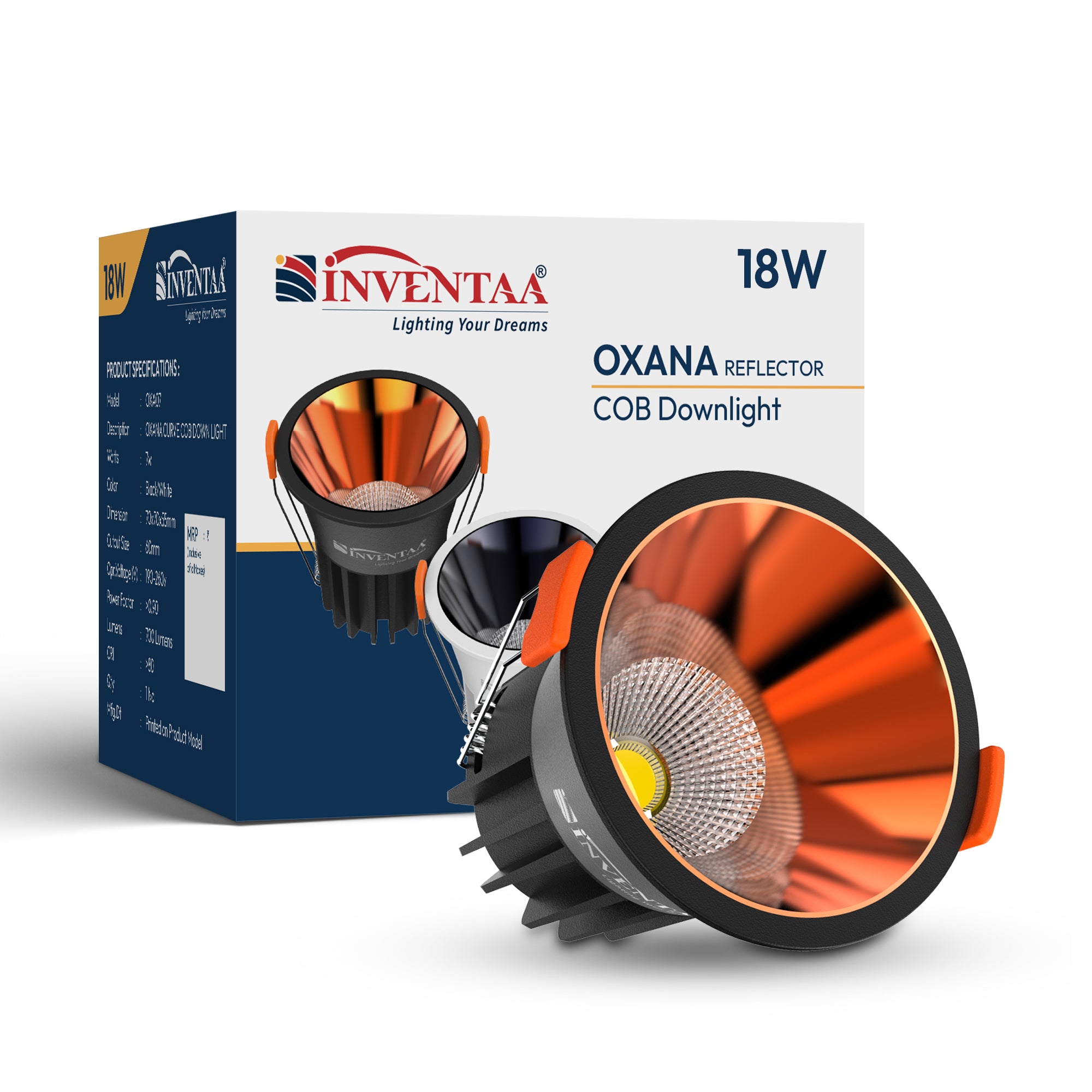 Oxana Reflector COB Down Light 18W  Black Rose Gold With Box Enclosure #watts_18w