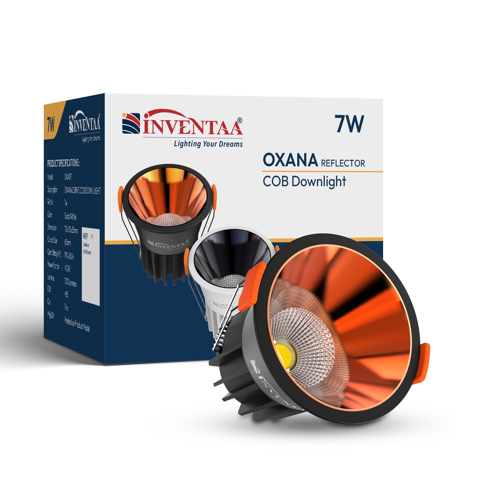 Oxana Reflector COB Down Light 7W  Black Rose Gold With Box Enclosure  #watts_7w