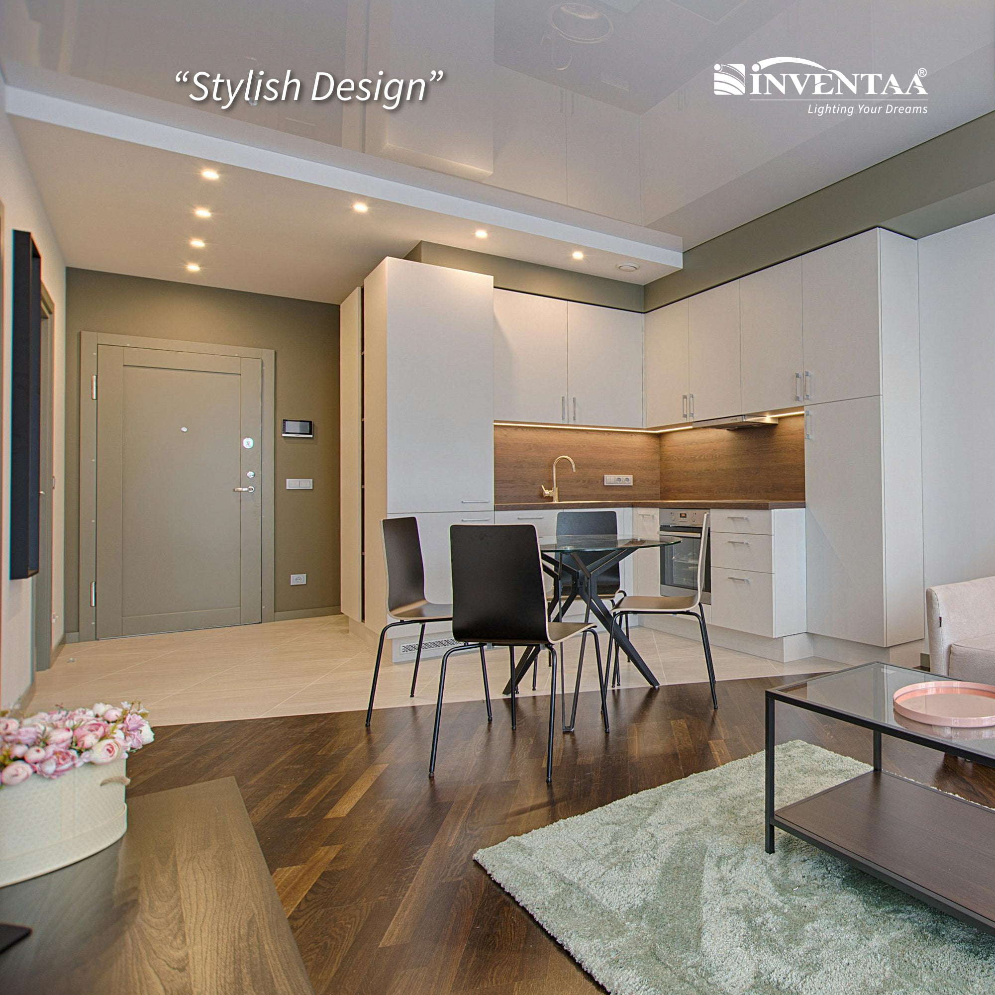 Oxana Reflector COB Down Light 7W  White Silver Satin Installed On Living Room #watts_7w