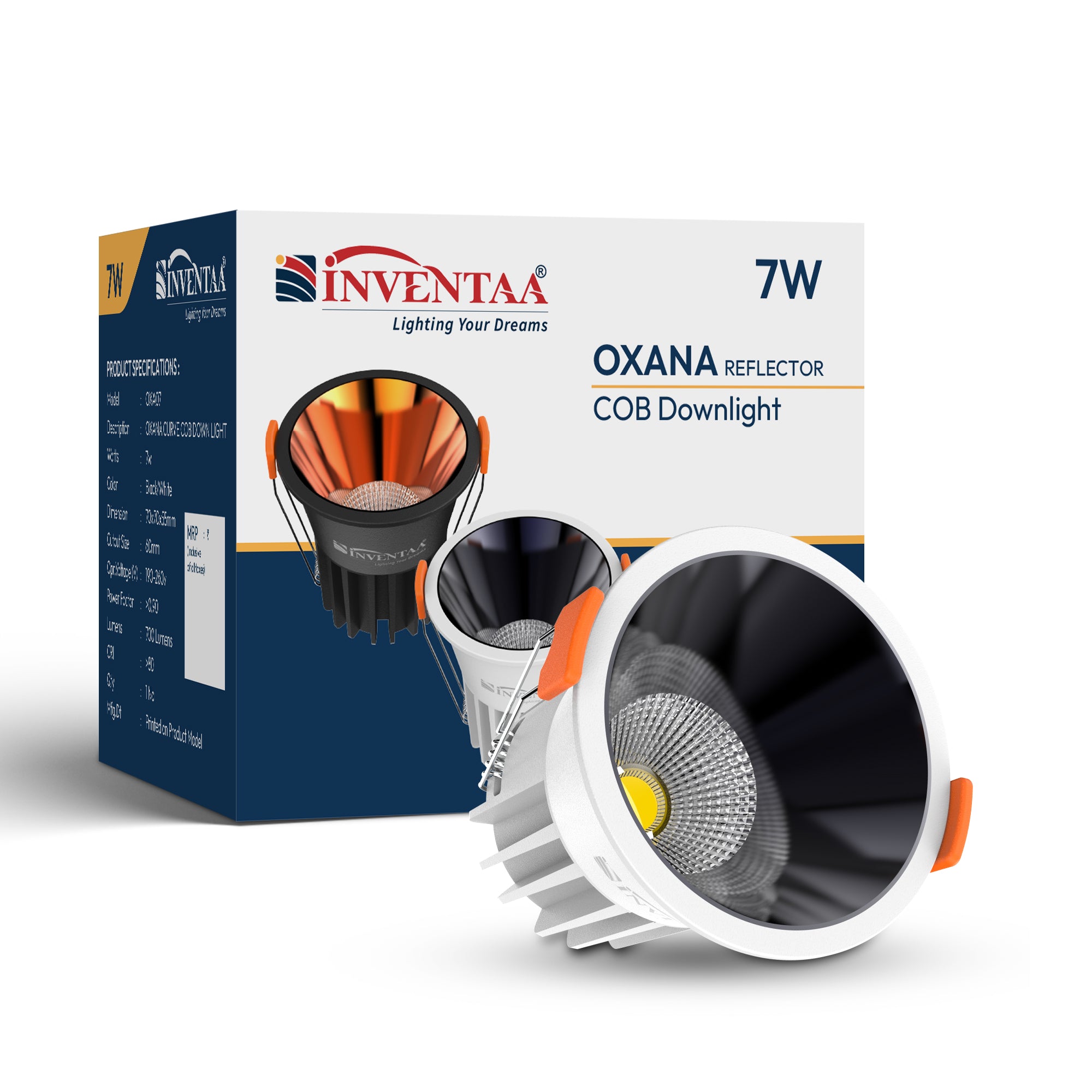 Oxana Reflector COB Down Light 7W  White Silver Satin With Box Enclosure #watts_7w