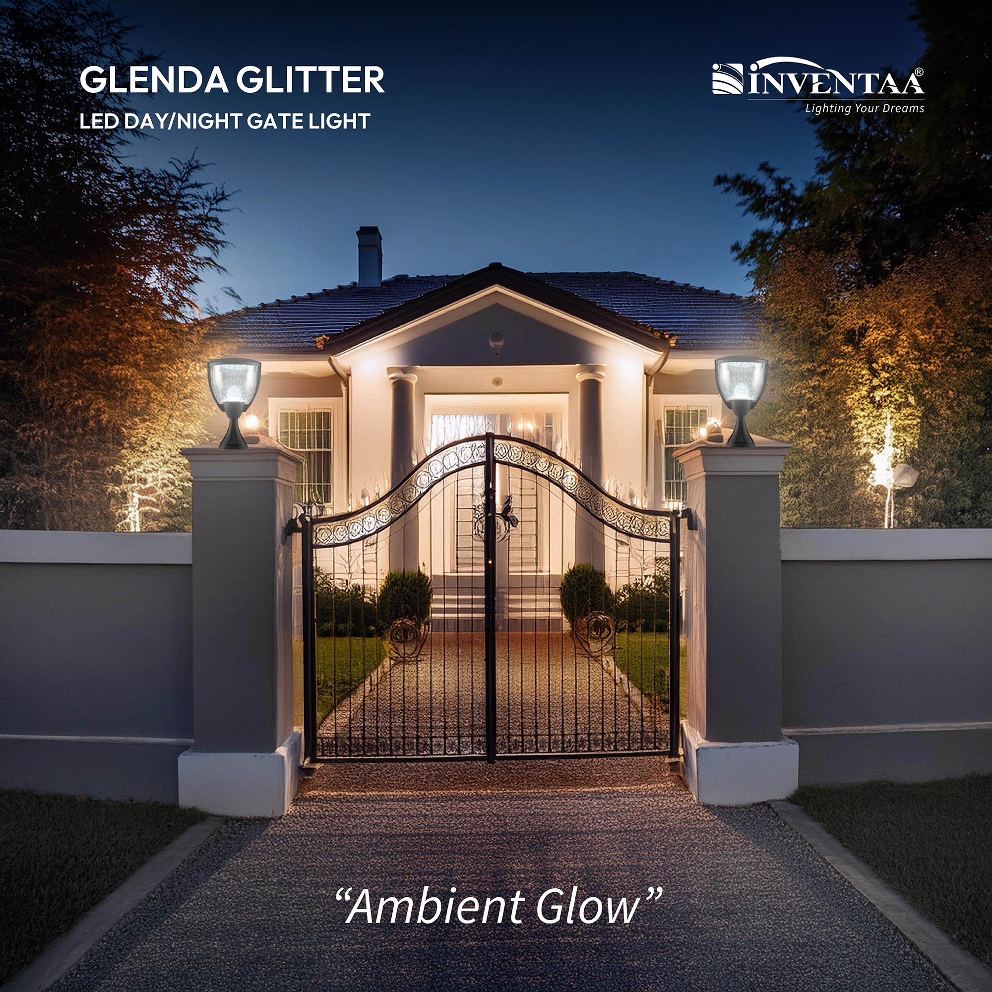 Smart Glenda Glitter LED Gate Light Installed On Home Entrance #bulb options_cool