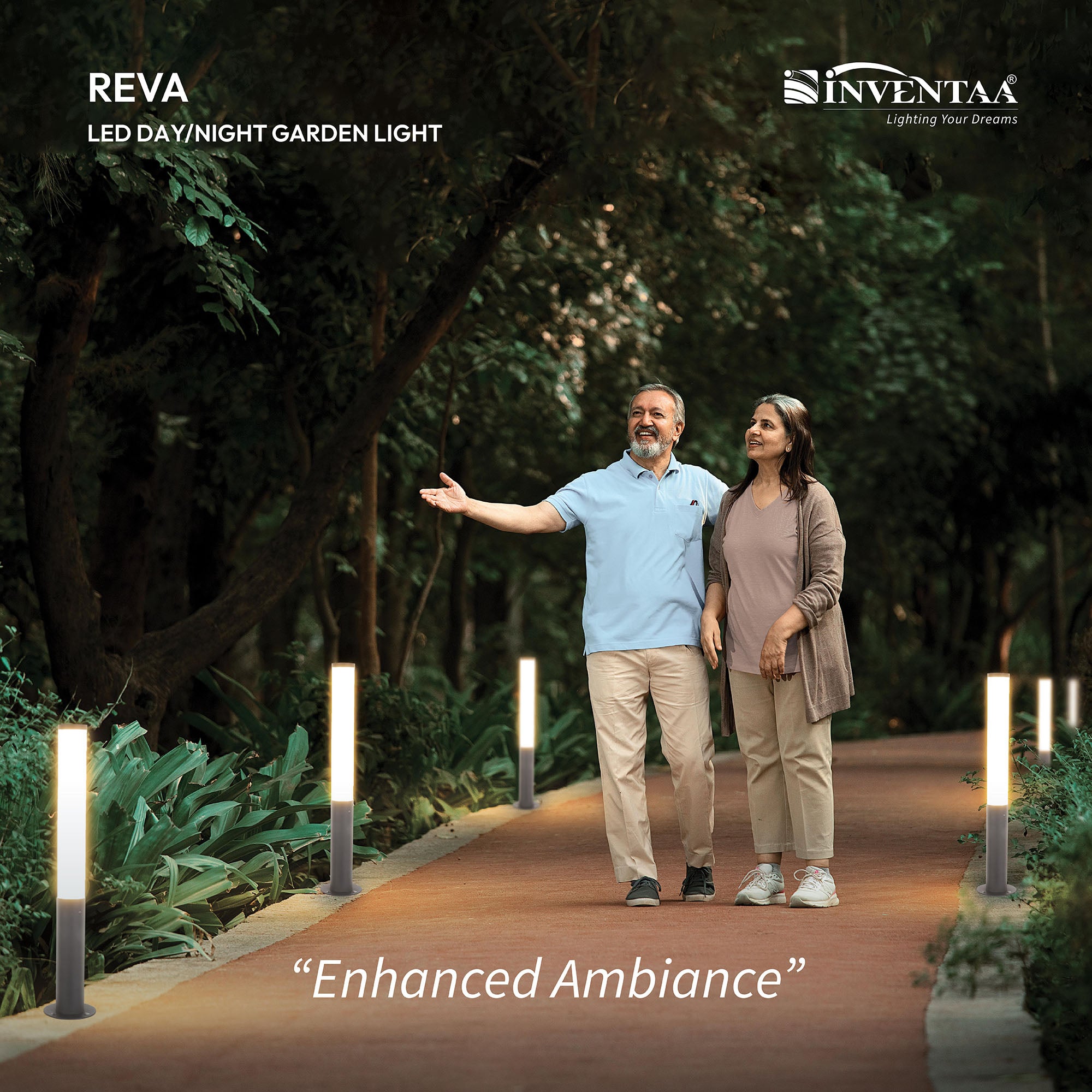Smart Reva LED Garden Bollard Light Installed Park Pathway #size_1 feet