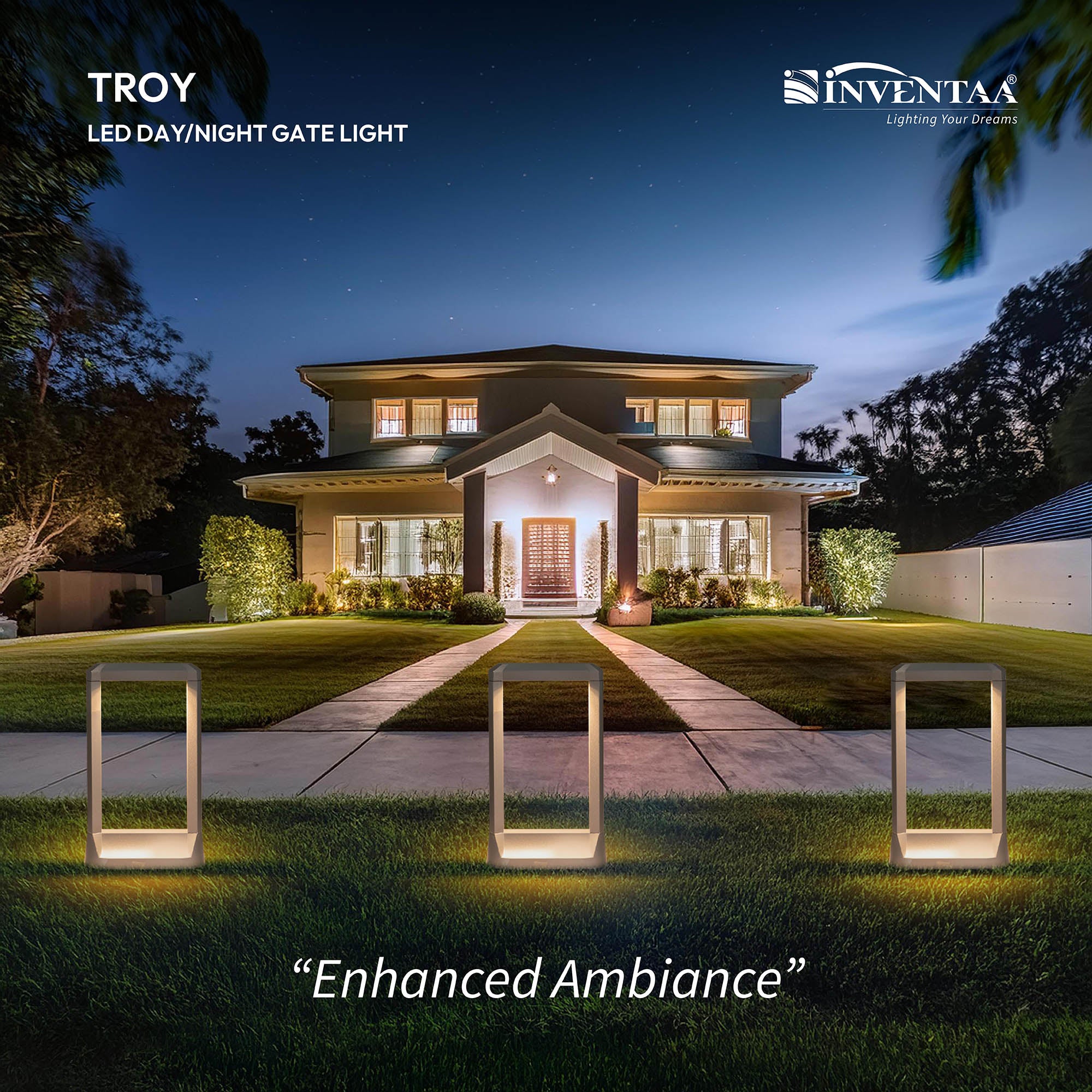 Smart Troy LED Bollard Light Installed On Garden Pathway #size_1 feet