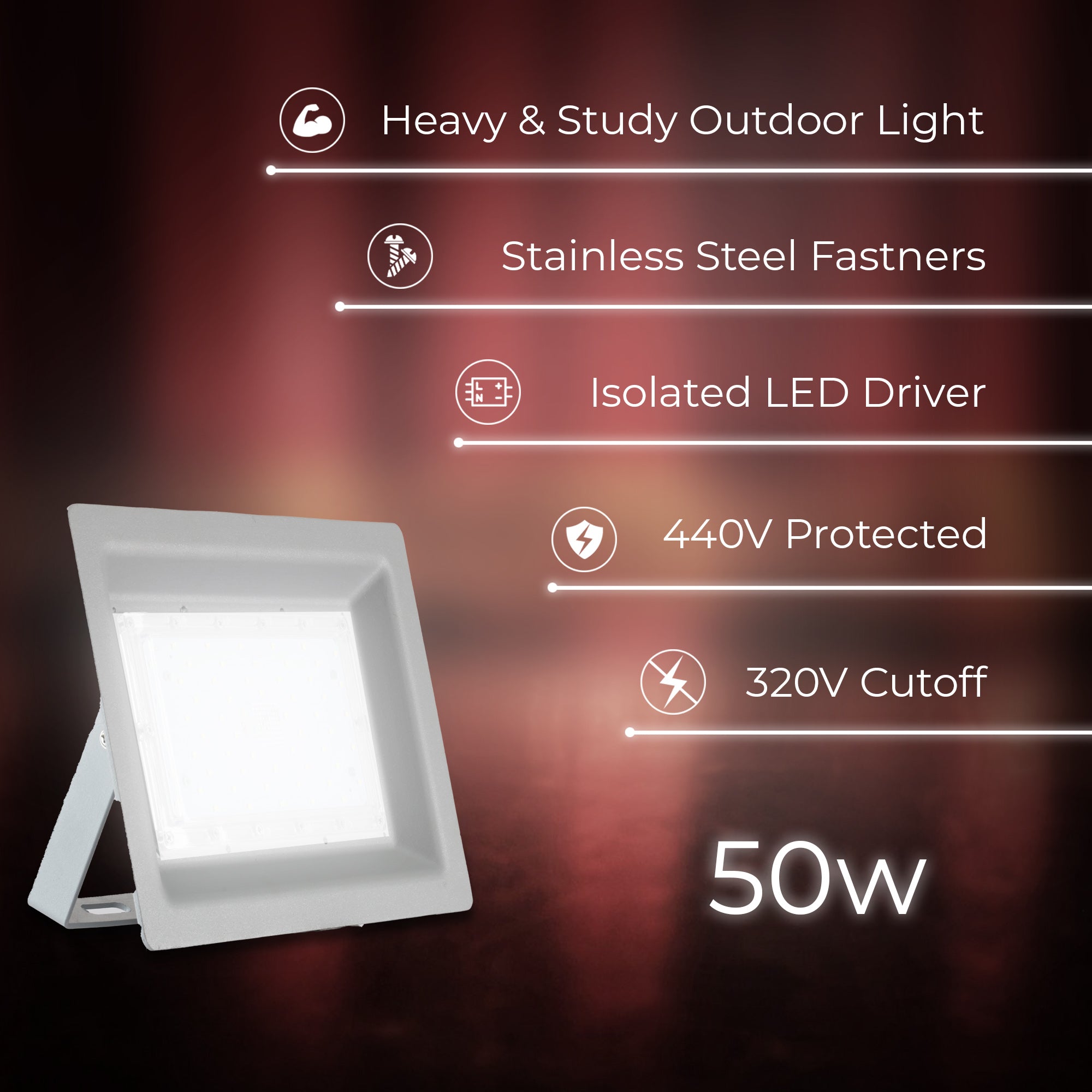 Specifications of Zeva 50W led focus light #watts_50w