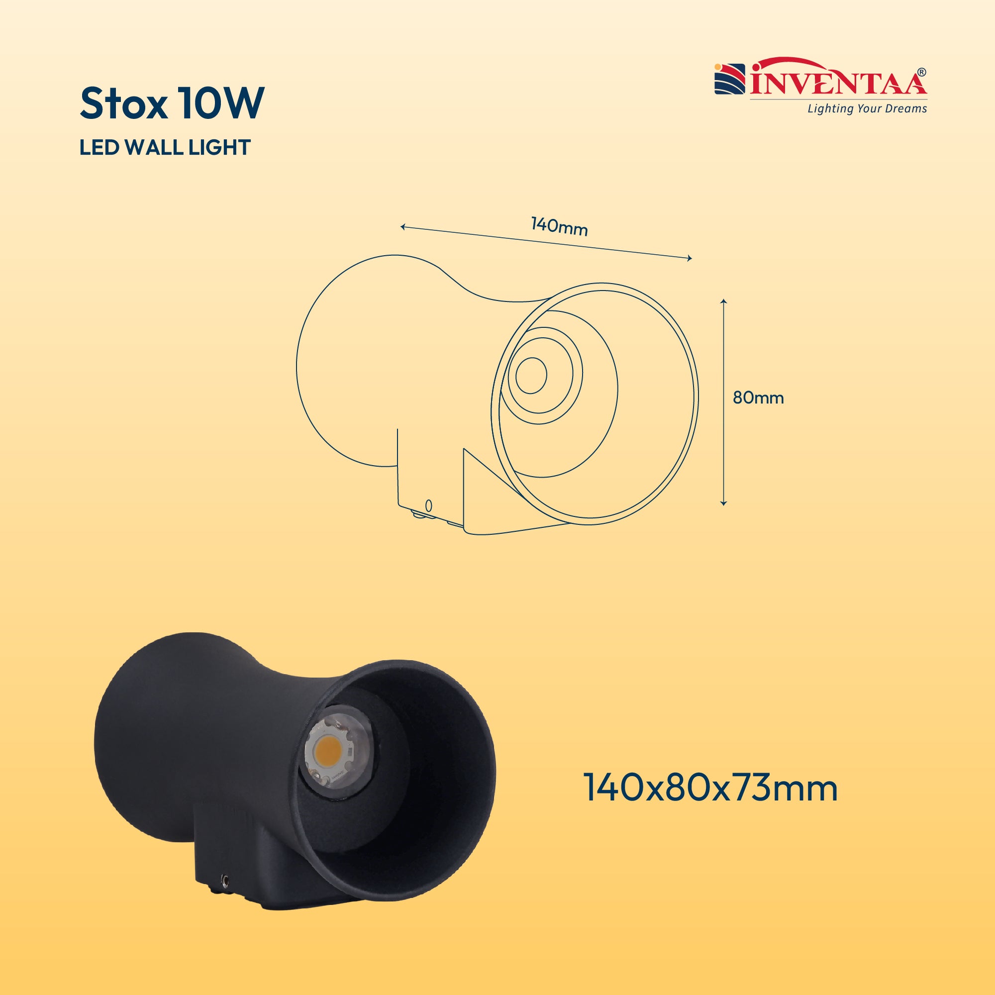 Stox 10W LED Outdoor Wall Light For Home Elevation Lighting