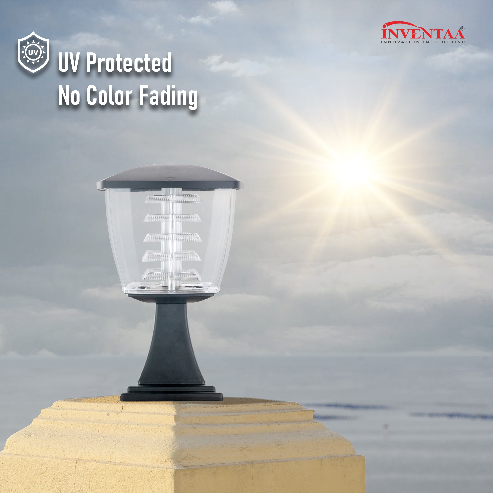 UV Protected Glasis Grey White LED Gate Light #color_grey white