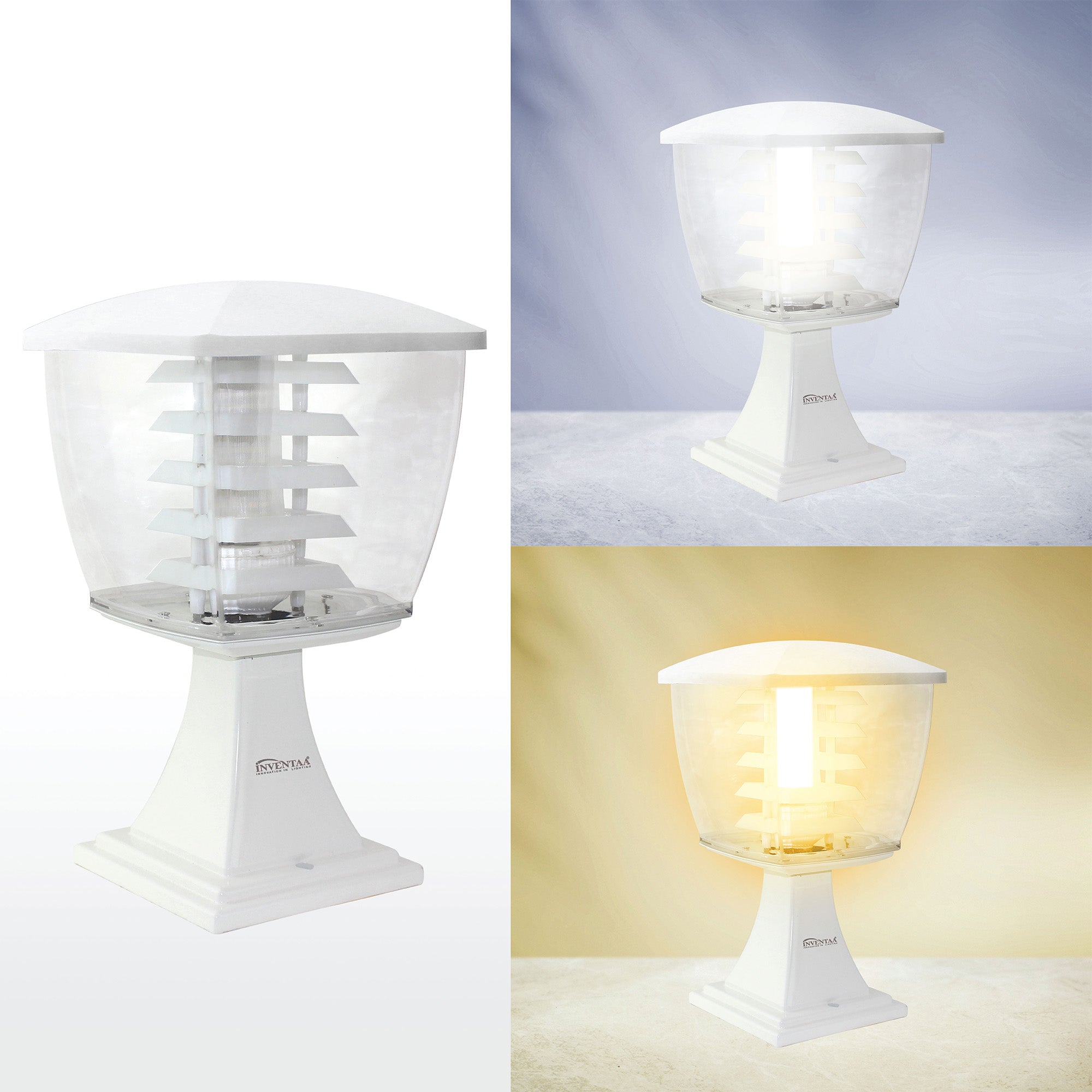 Glasis White Clear LED Gate Light Cool Warm Comparison #color_white trio luv clear