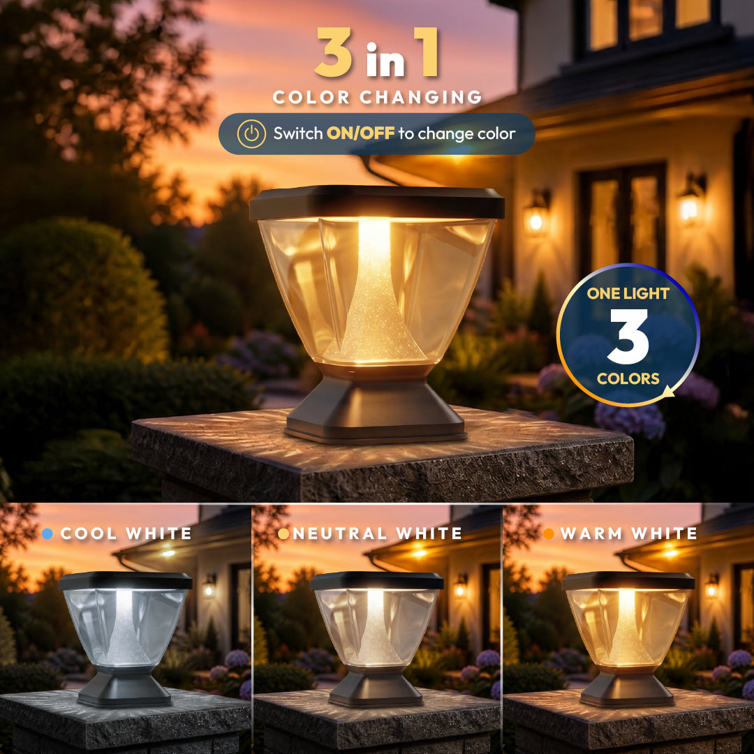 Zenia SKY 12W Outdoor Gate Pillar Light — 3-in-1 LED (Cool, Warm & Neutral) | Waterproof Post Top Wall Mount Light for Home Gate, Compound & Boundary Wall