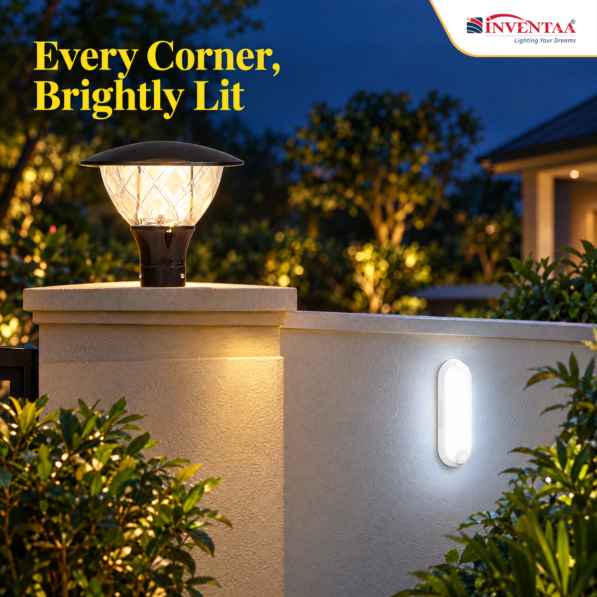 INVENTAA Essential Gate Bundle | 4 Emiko Gate Lights (Without Bulb) + 2 Mini Ora 10W LED Bulkhead Lights