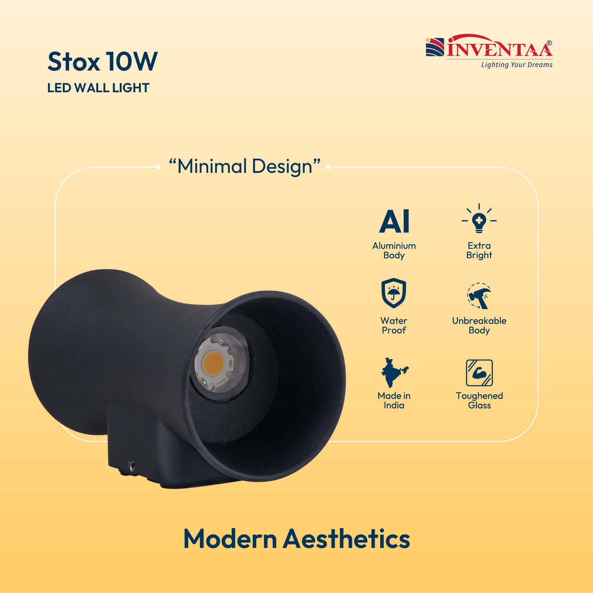 Stox 10W LED Outdoor Wall Light For Home Elevation Lighting